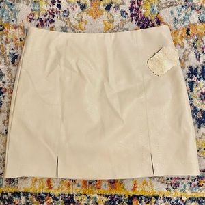 (NEW) Altar'd State Cream Faux Leather Mini Skirt